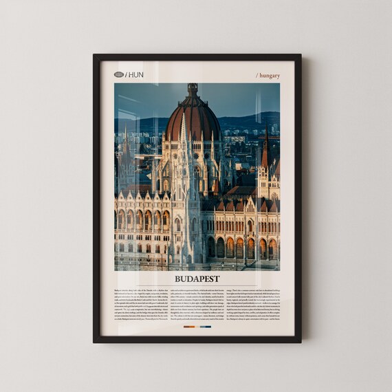 Budapest Hungary Parliament Building Danube Cityscape Travel Poster