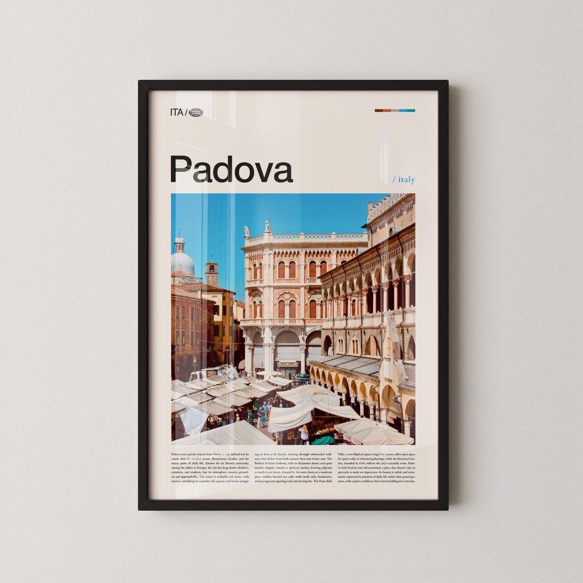 Padova Italy Piazza Market Historic City Daytime Travel Poster