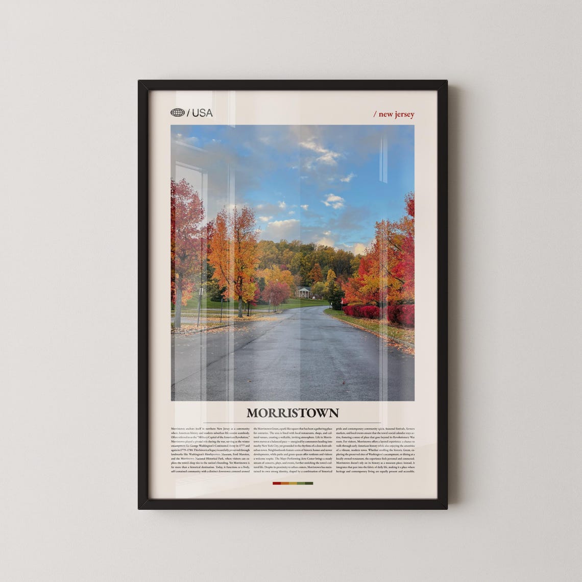 Morristown New Jersey Autumn Street Fall Foliage Travel Poster