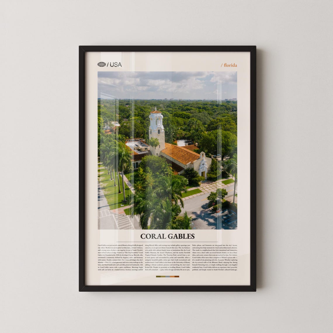 Coral Gables Florida Aerial Historic Building Photo Travel Poster