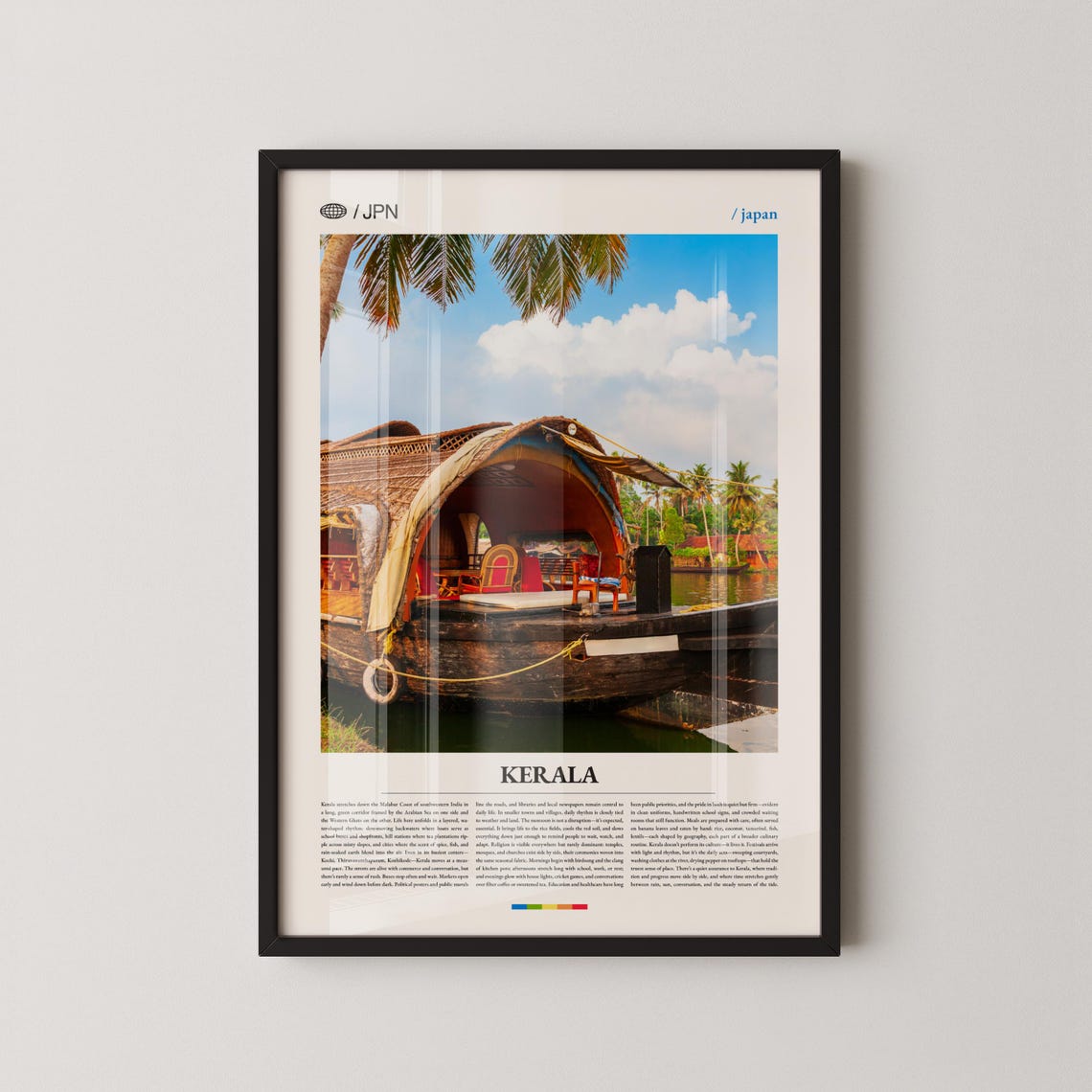Kerala Houseboat Backwaters Palm Trees India Travel Poster Art