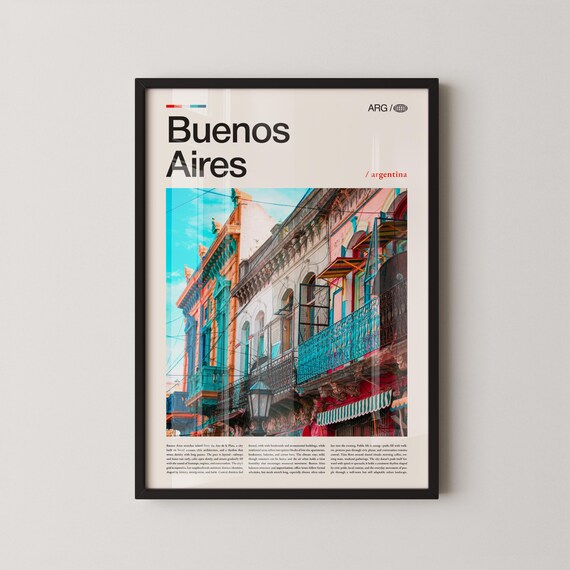 Buenos Aires Colorful Balconies La Boca Argentina Travel Poster