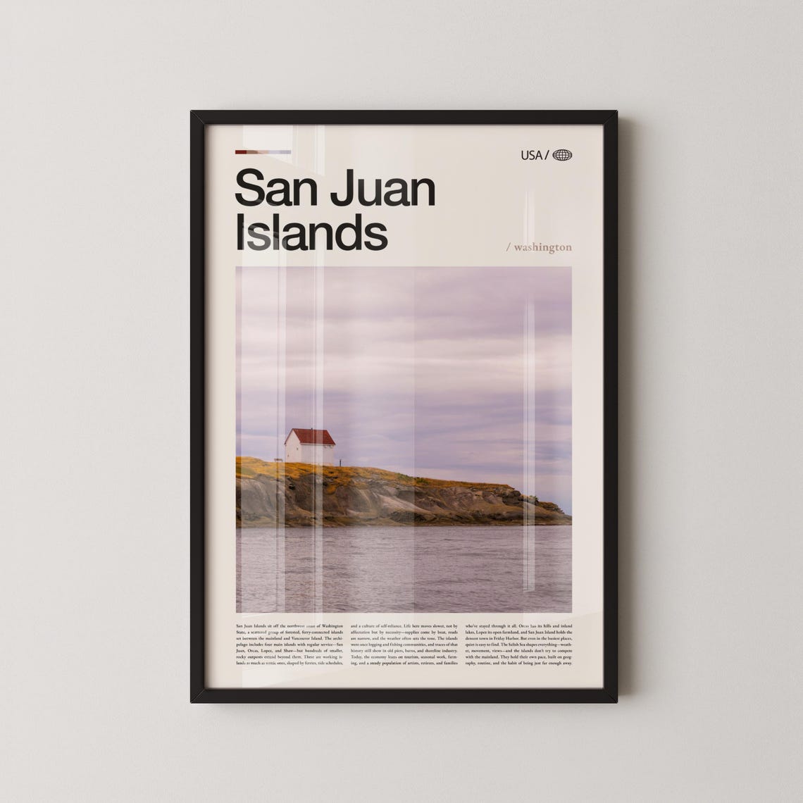 San Juan Islands Washington Lighthouse Coastal Scene Travel Poster