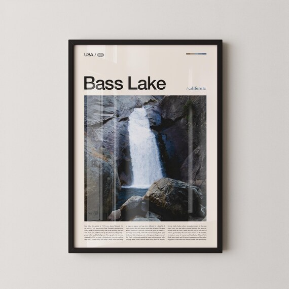 Bass Lake California Sierra Waterfall Photo Travel Poster Scenic View