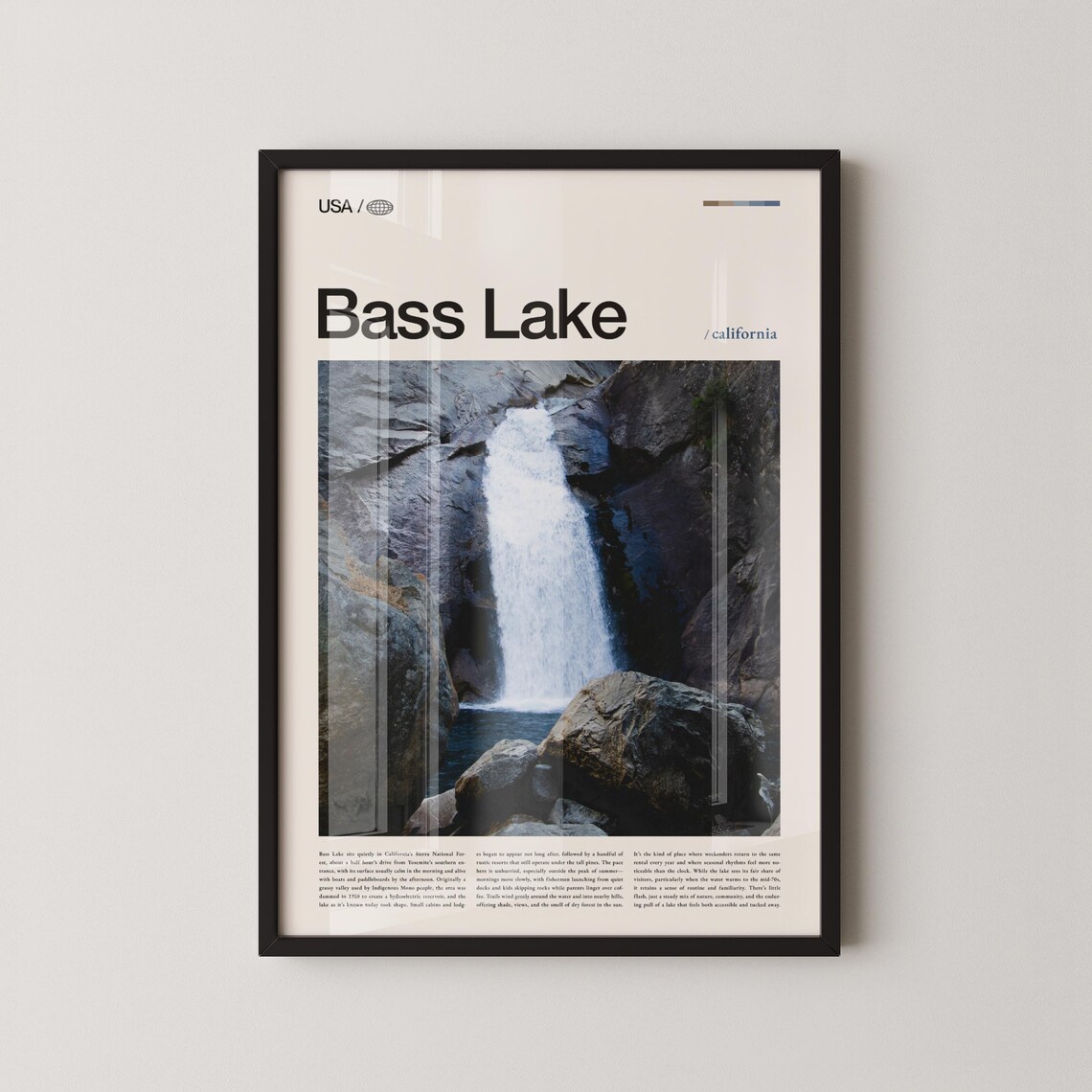 Bass Lake California Sierra Waterfall Photo Travel Poster Scenic View
