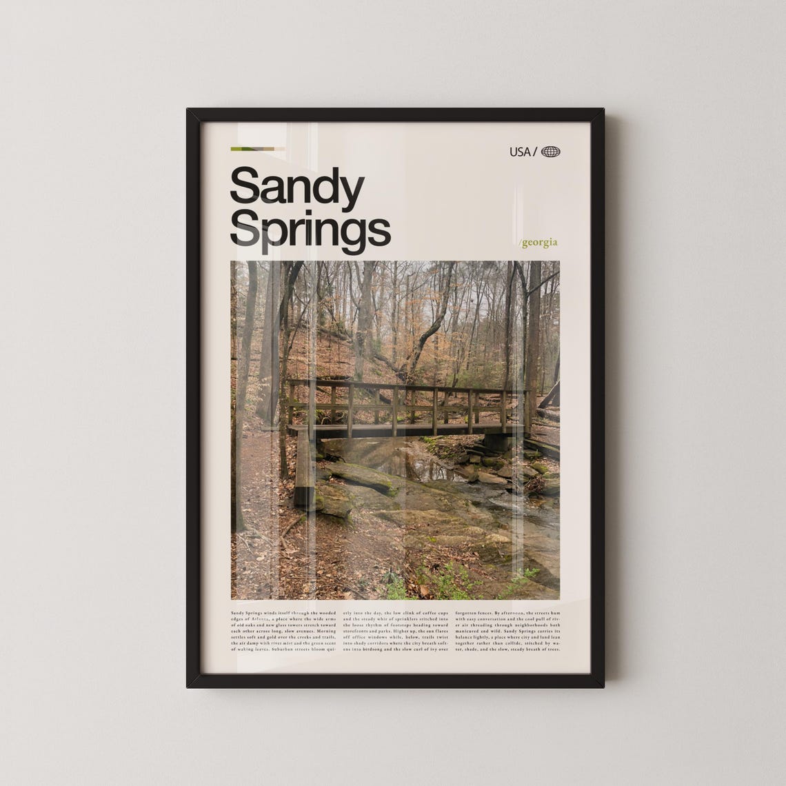 Sandy Springs Georgia Rustic Woodland Bridge Photo Travel Poster