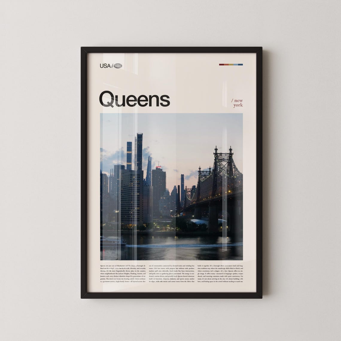 Queens New York Minimalist Skyline And Queensboro Bridge Photo Poster