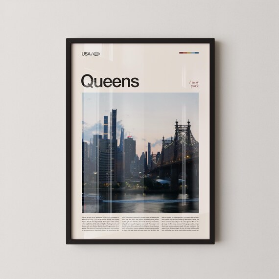 Queens New York Minimalist Skyline And Queensboro Bridge Photo Poster