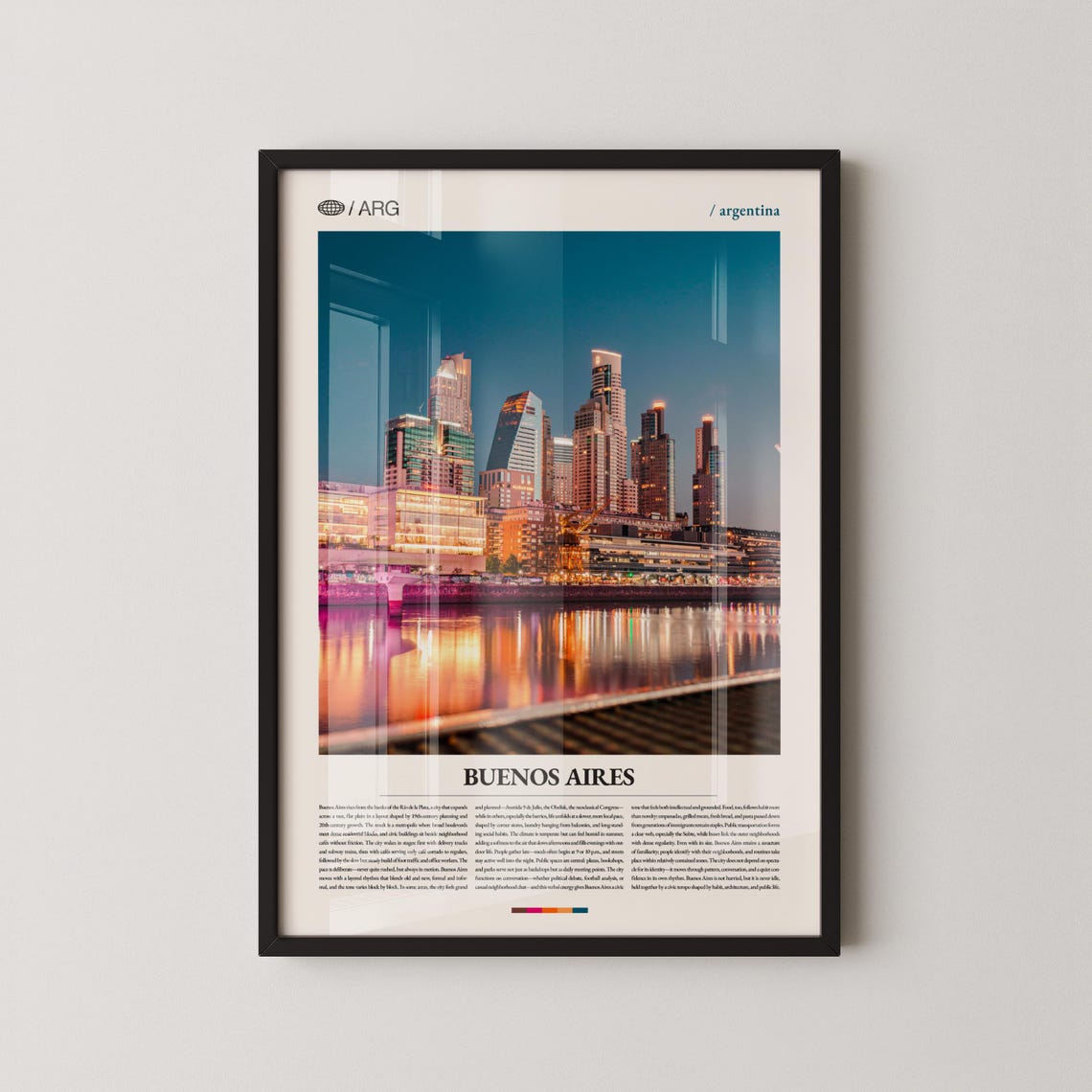 Buenos Aires Argentina Puerto Madero Dusk Skyline Travel Poster