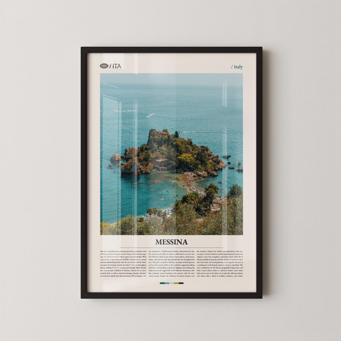 Messina Sicily Turquoise Rocky Cove Beach Photo Travel Poster