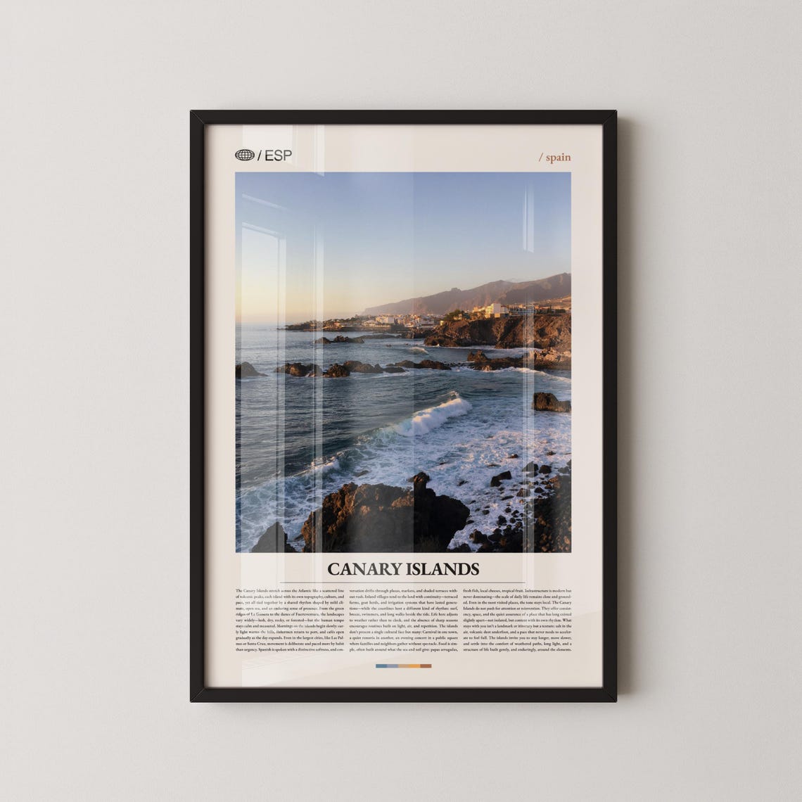 Canary Islands Spain Volcanic Coastline Sunset Travel Poster