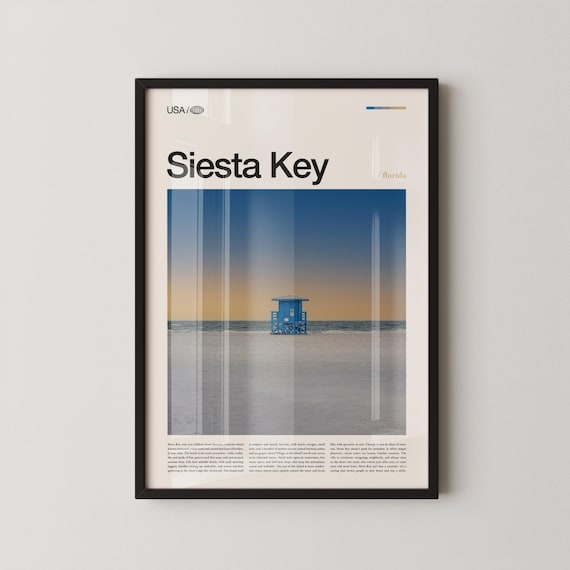 Siesta Key Lifeguard Tower Top Titled Sunset Beach Photo Poster