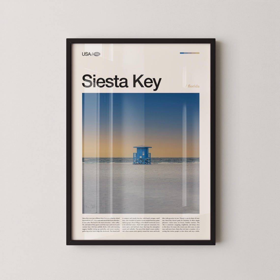 Siesta Key Lifeguard Tower Top Titled Sunset Beach Photo Poster