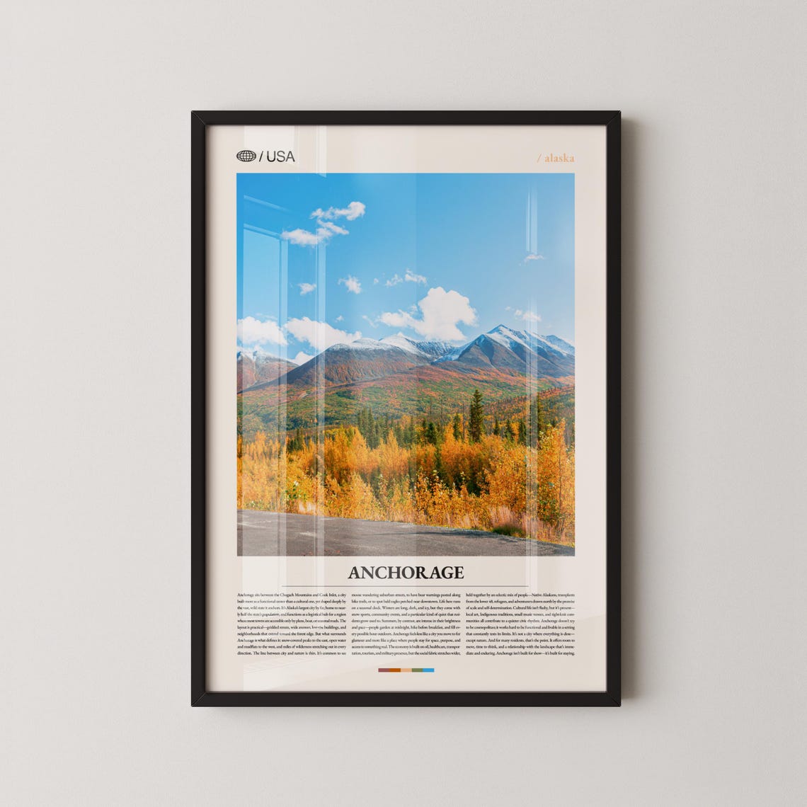 Anchorage Alaska Mountains Autumn Photo Modern Editorial Poster
