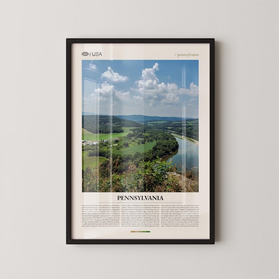 Pennsylvania Winding River Green Valley Summer Travel Poster
