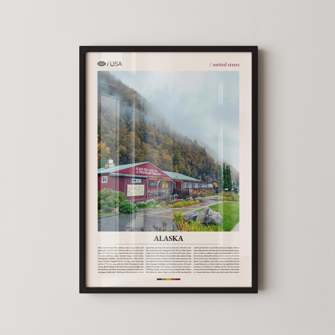 Alaska King Crab Lodge Mountain Photo Northern Travel Poster