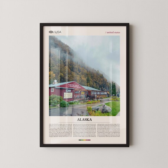 Alaska King Crab Lodge Mountain Photo Northern Travel Poster