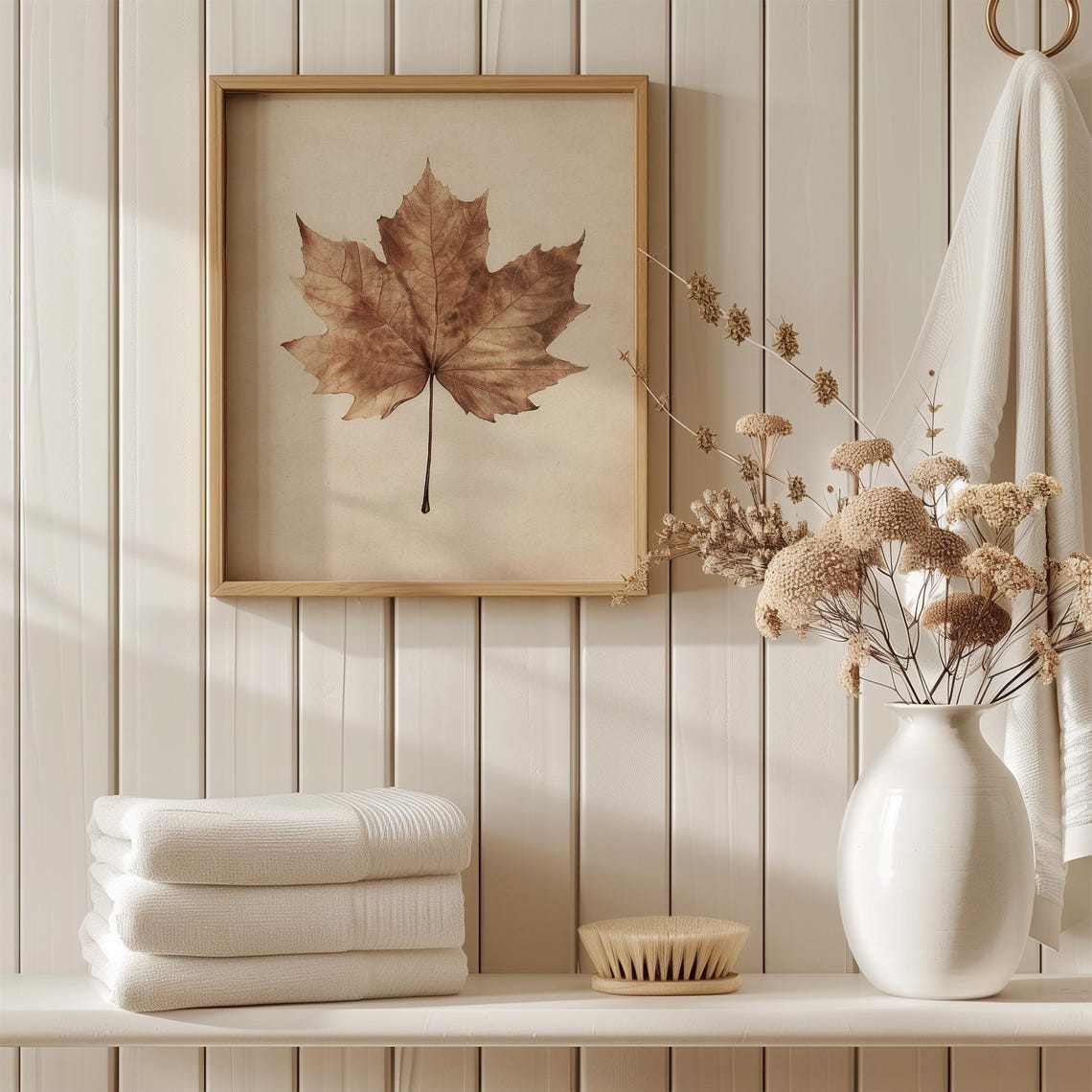 Pressed Brown Maple Leaf Simple Botanical Neutral Beige Fall Poster - Image 4
