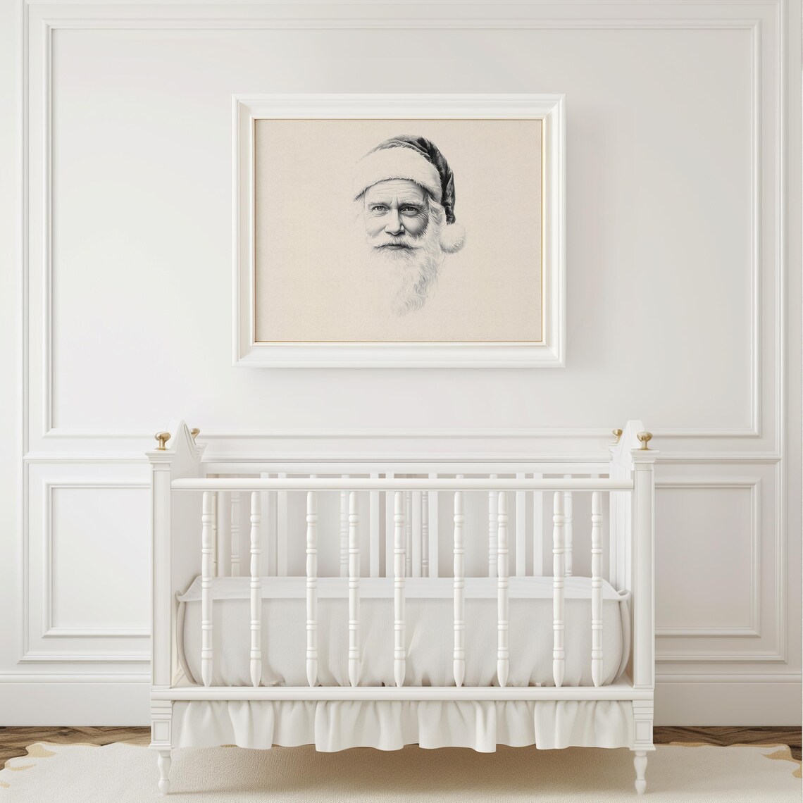 Santa Claus Pencil Sketch Sepia Portrait Vintage Christmas Poster - Image 5