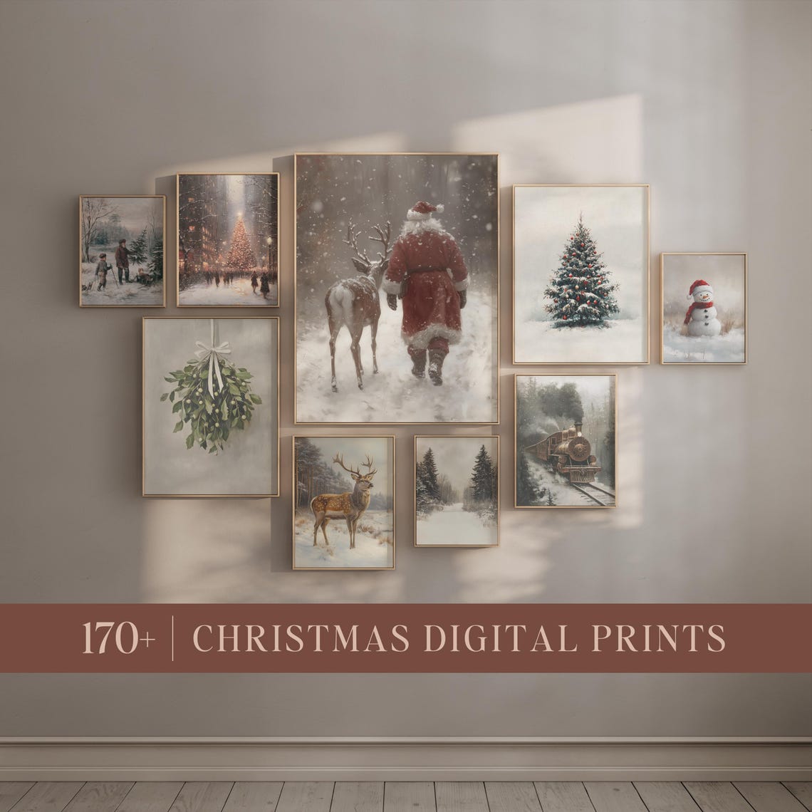 170 Plus Christmas Digital Prints Bundle Gallery Wall Poster