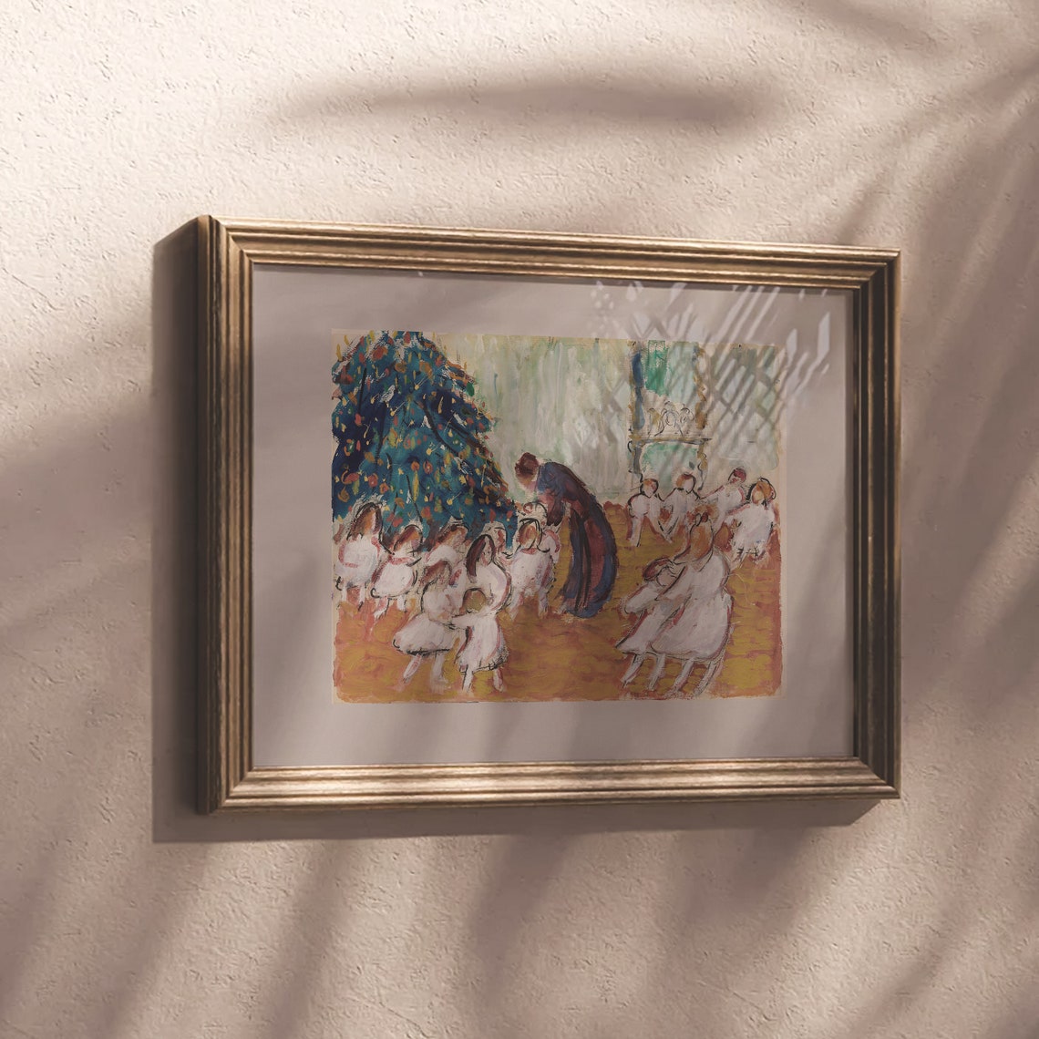 Children Around Christmas Tree Impressionist Holiday Scene Poster - Image 4