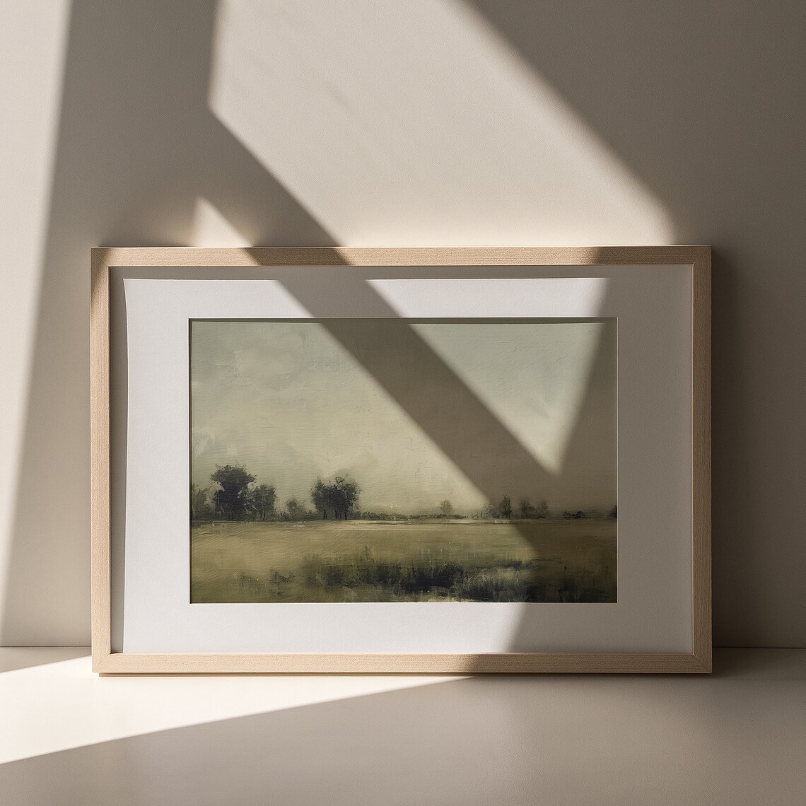 Moody Green Field Landscape Misty Morning Vintage Countryside Art Poster - Image 5