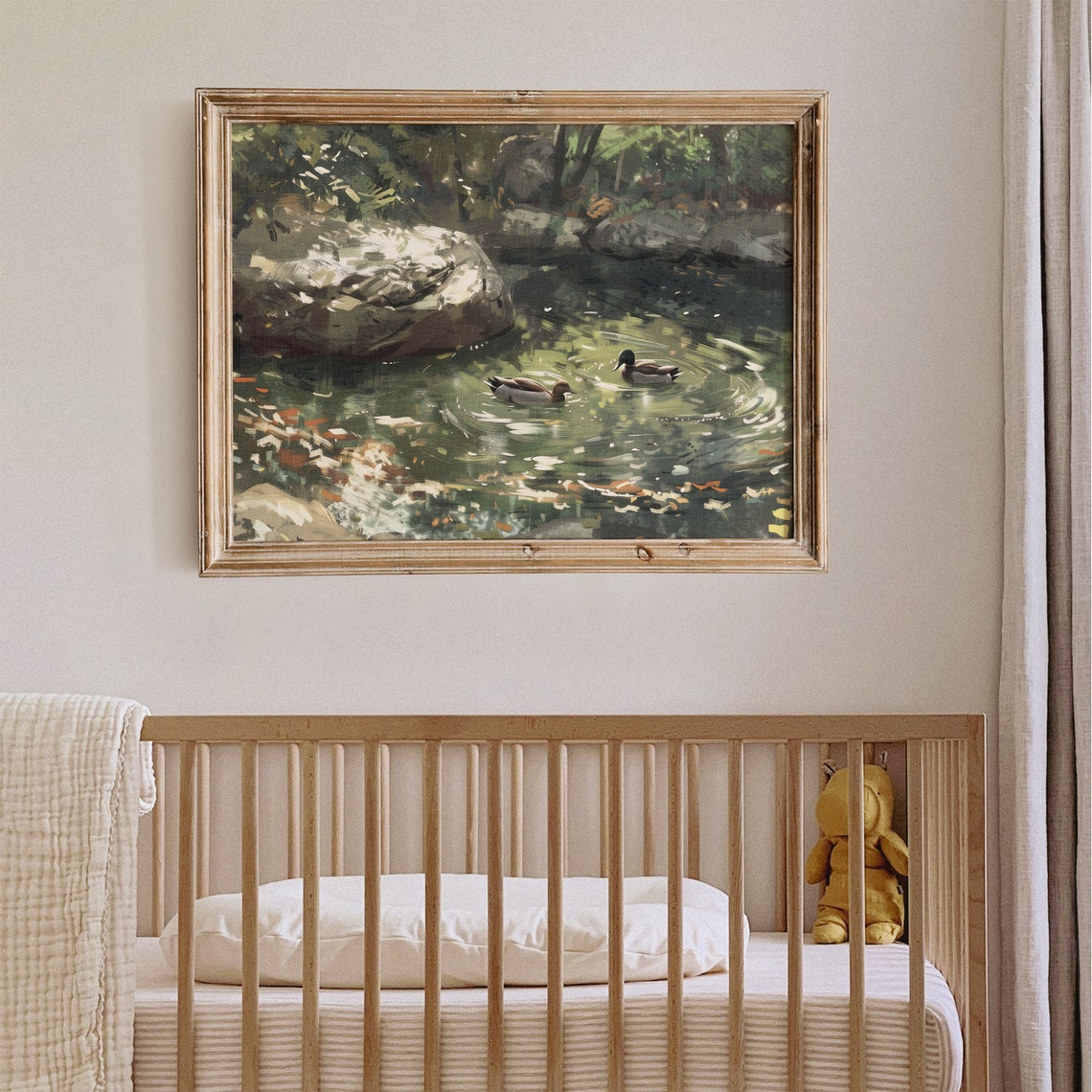 Two Ducks on a Forest Pond With Rocks Vintage Summer Wildlife Poster - Image 7
