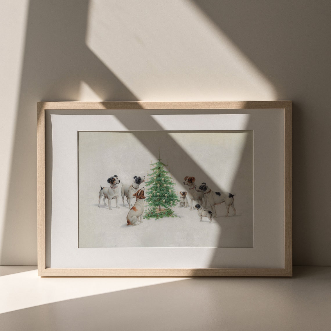 Antique Terrier Dogs Around Christmas Tree Vintage Holiday Dog Poster - Image 5