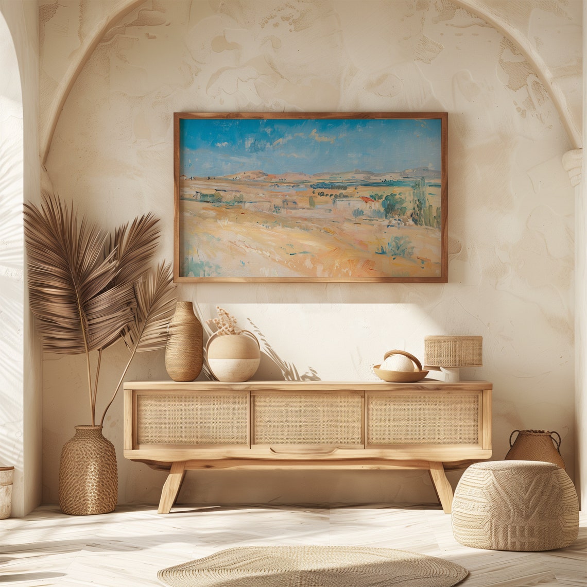 Desert Southwest Landscape Frame TV Art Blue Sky Ochre Fields Poster - Image 2