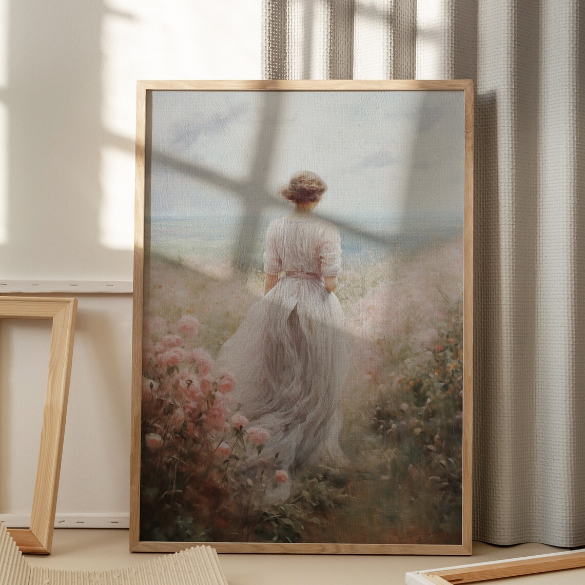 Woman Wildflower Field Painting Spring Romantic Cottage Art Poster - Image 7