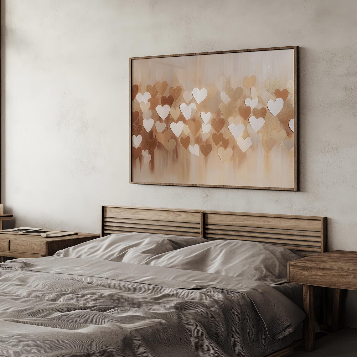 Gold and Blush Hearts Romantic Valentine Abstract Love Wall Art - Image 6