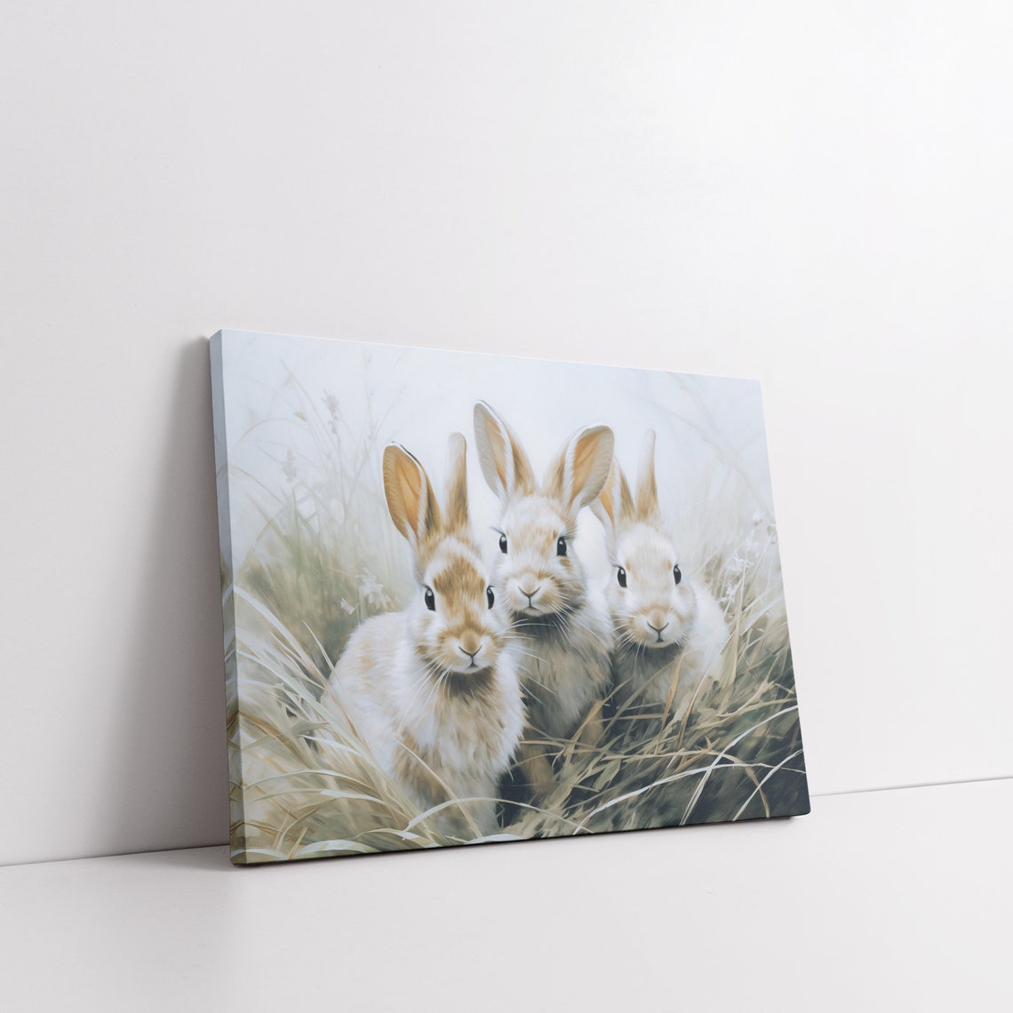 Vintage Easter Decor Print Antique Easter Bunnies Wall Art Moody Rabbit Painting Hare Spring Decor - Image 5