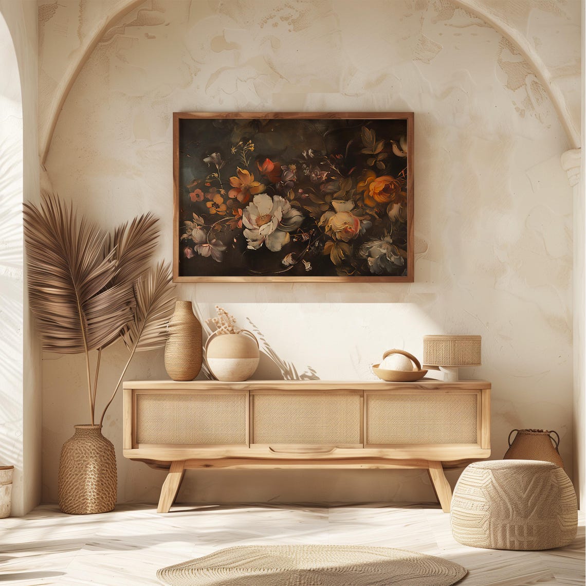 Moody Autumn Bloom Arrangement Dark Vintage Floral Painting Poster - Image 8