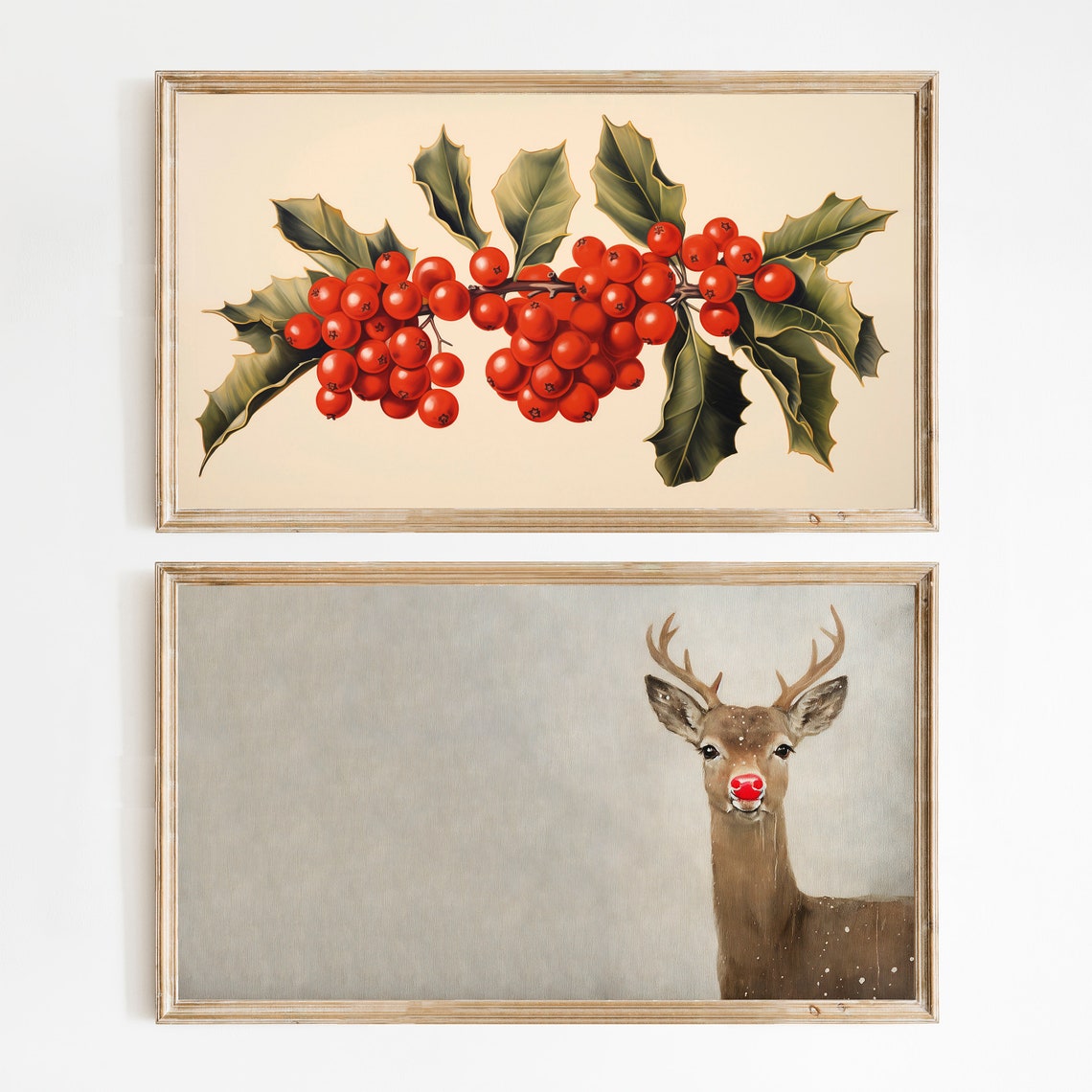 Set of 9 Vintage Christmas Prints Santa Winter Gallery Wall Poster - Image 3