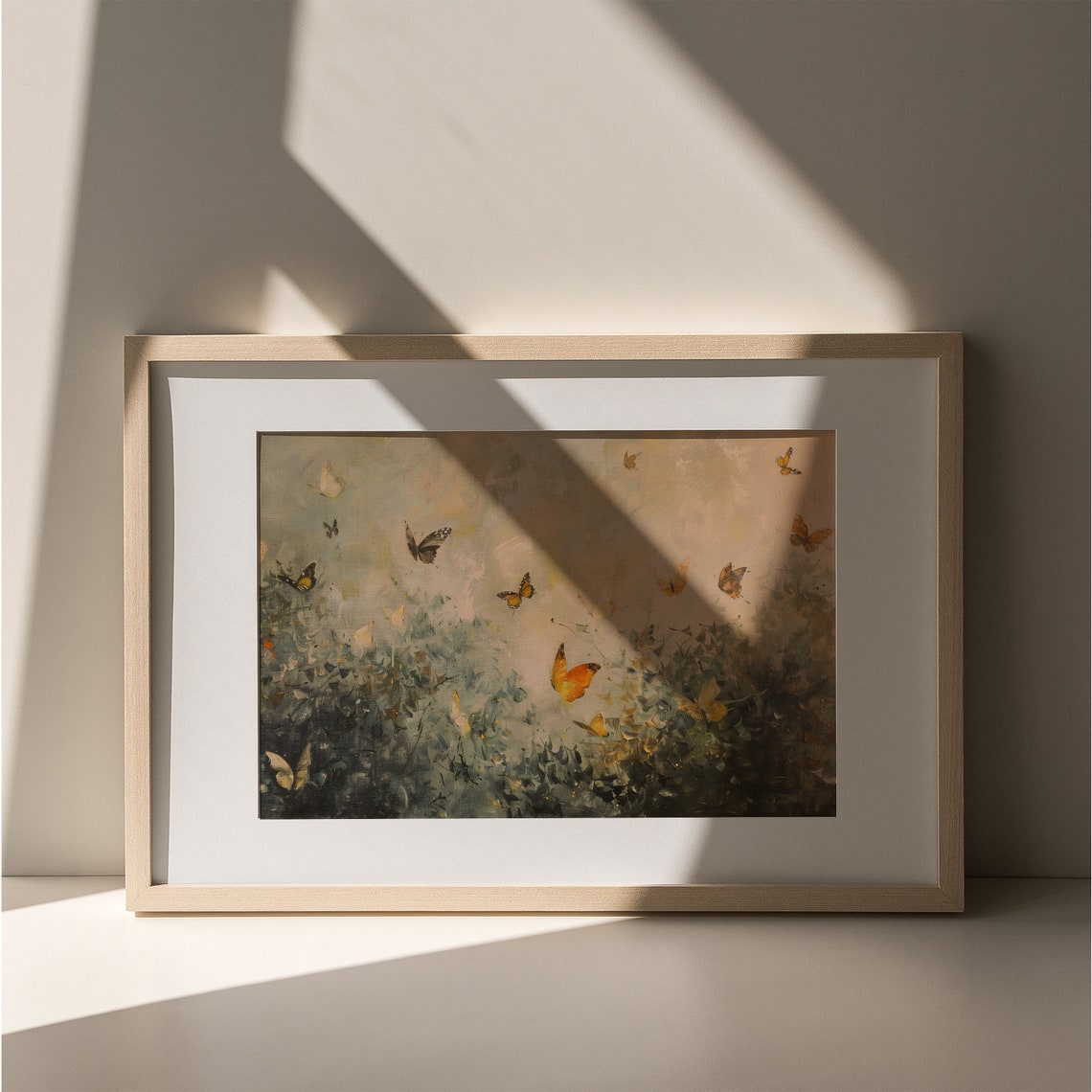 Golden Butterflies Summer Painting Vintage Flight Warm Meadow Poster - Image 3