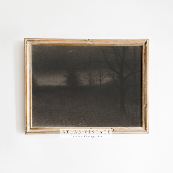 Dark Halloween Night Forest Moody Black Trees Spooky Art Poster