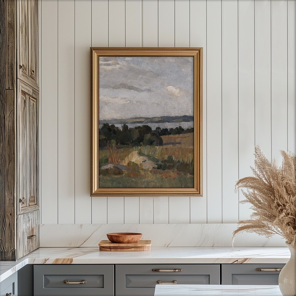 Summer River Valley Landscape Vintage Painting Cloudy Sky Rustic Nature Poster - Image 5