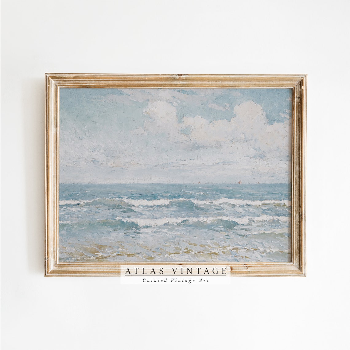 Blue Ocean Waves Under Cloudy Sky Gentle Coastal Seascape Wall Poster