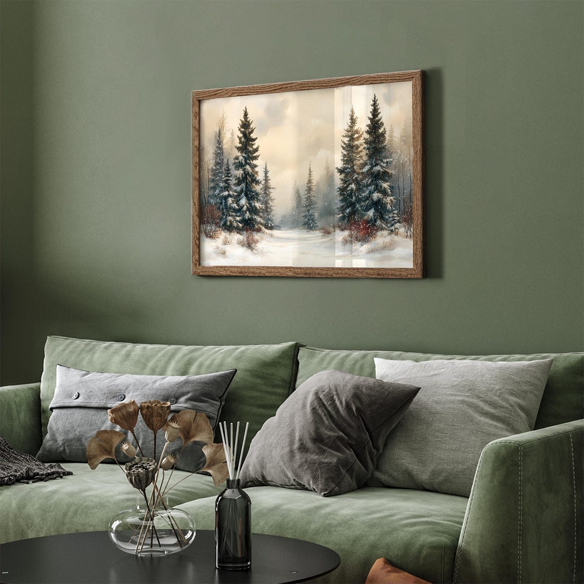 Snowy Winter Pine Forest Vintage Landscape Peaceful Snow Art Poster - Image 4