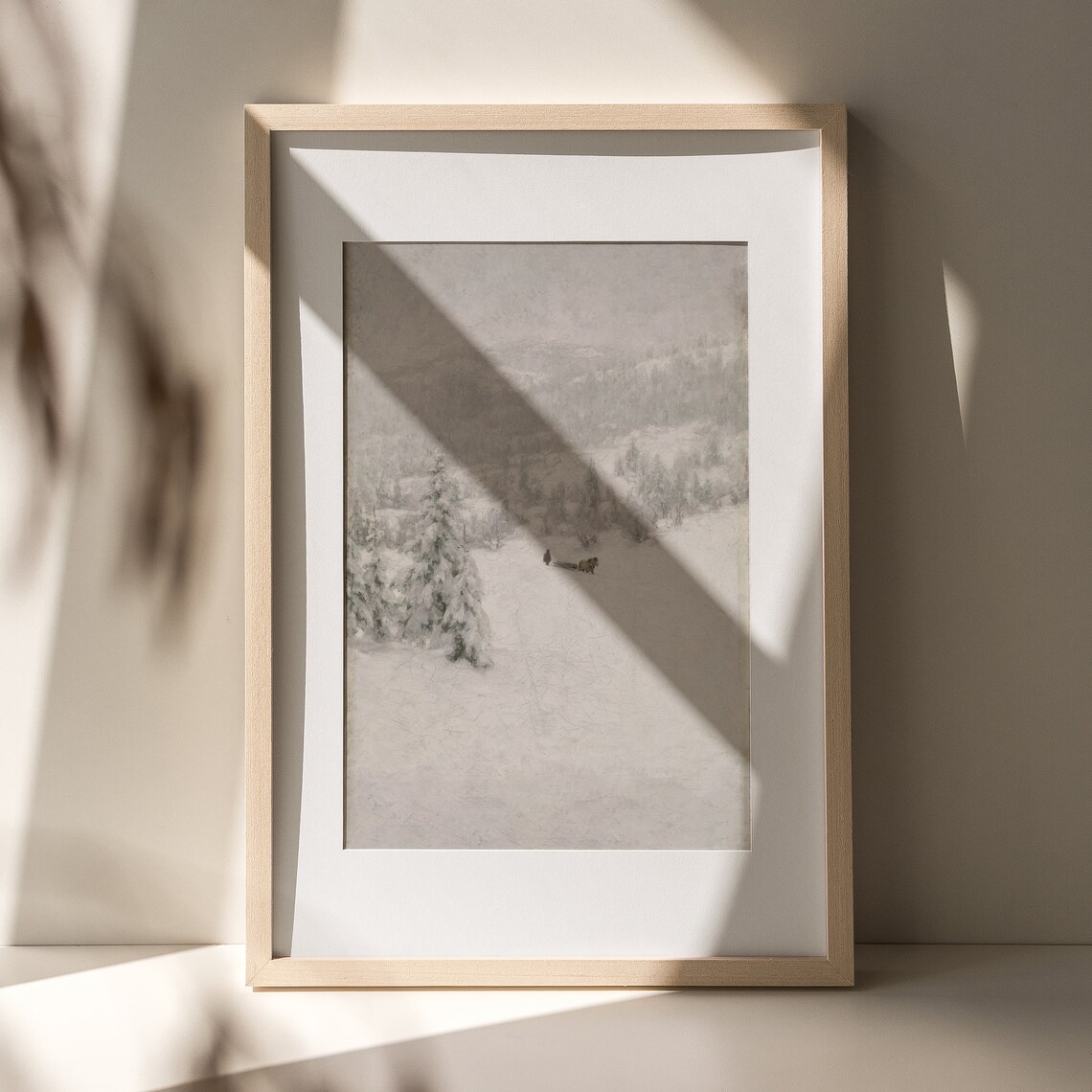 Horse Drawn Sleigh Snowy Valley Vintage Winter Landscape Painting Wall Art - Image 6