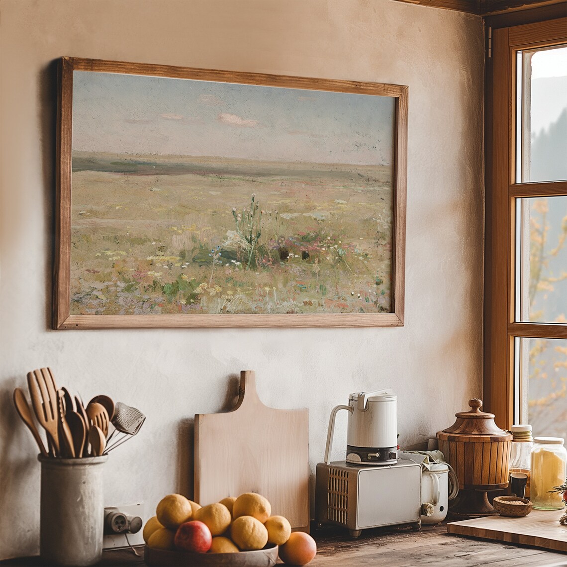Soft Pastel Meadow Wildflowers Nursery Landscape Painting Poster - Image 6