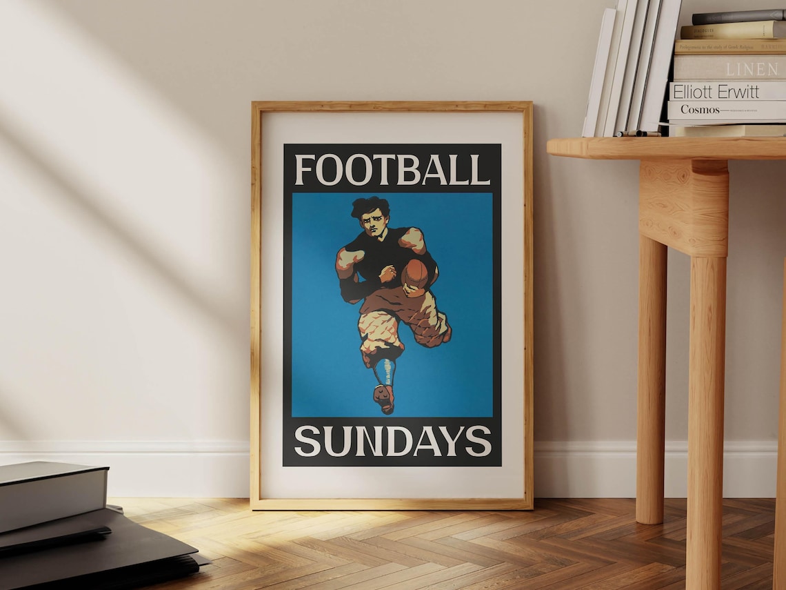 Football Sundays Vintage Running Back American Gameday Poster
