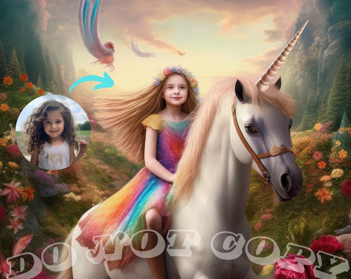 Custom Princess Riding Unicorn Art Print From Photo - Image 4