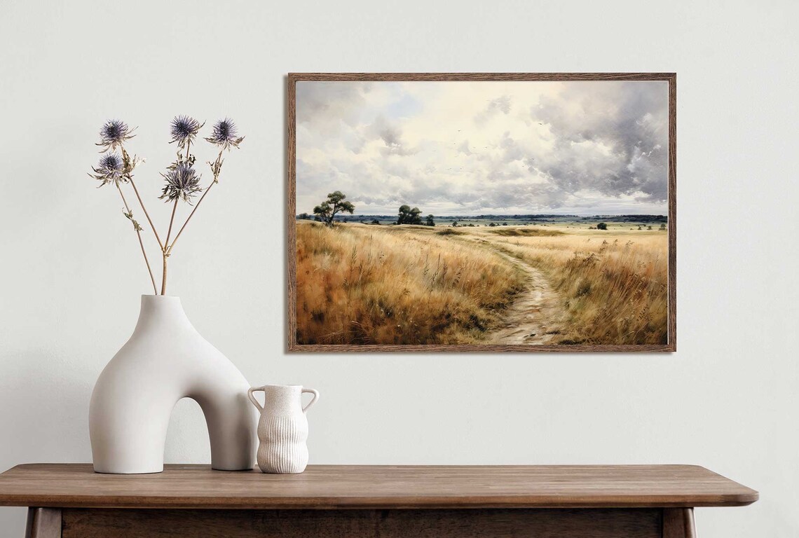 Wildflower Landscape Painting Vintage Landscape Art Print Antique Oil Painting Wall Art Art Print 103 - Image 4
