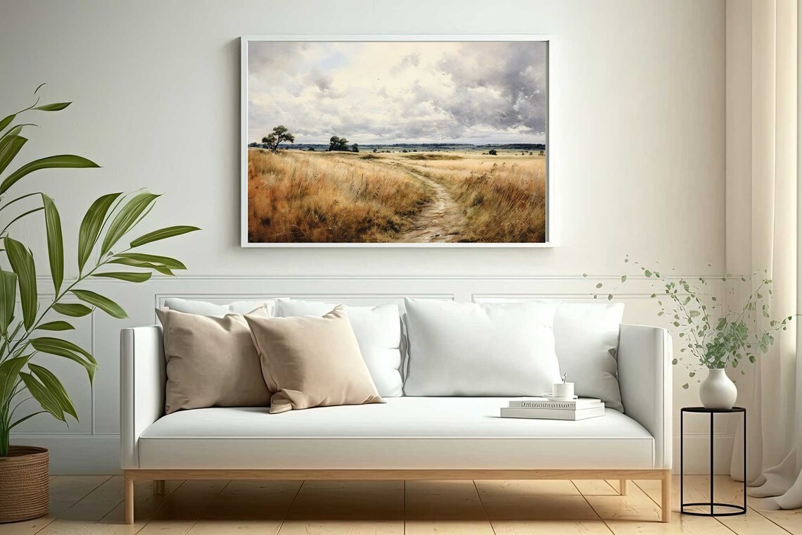 Wildflower Landscape Painting Vintage Landscape Art Print Antique Oil Painting Wall Art Art Print 103 - Image 3