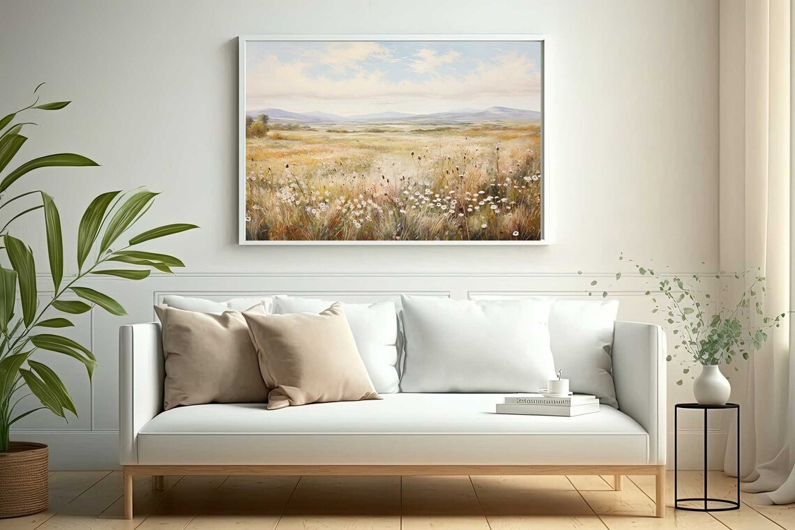 Wildflower Landscape Painting Vintage Landscape Art Print Antique Oil Painting Wall Art Art Print 101 - Image 4