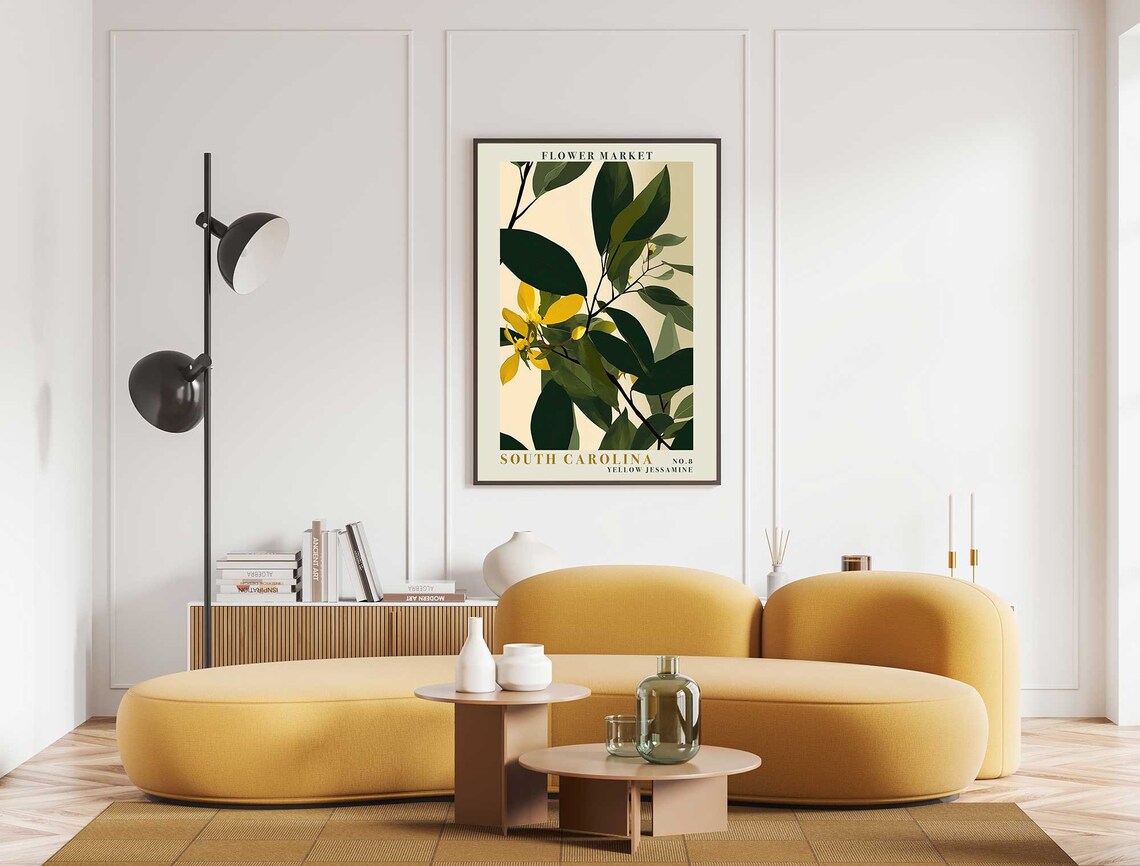 South Carolina Yellow Jessamine Flower Market Botanical Poster - Image 4