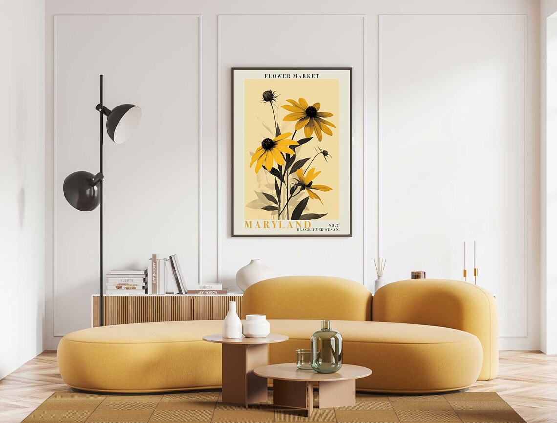 Maryland Black Eyed Susan Yellow Wildflower Botanical Poster - Image 5