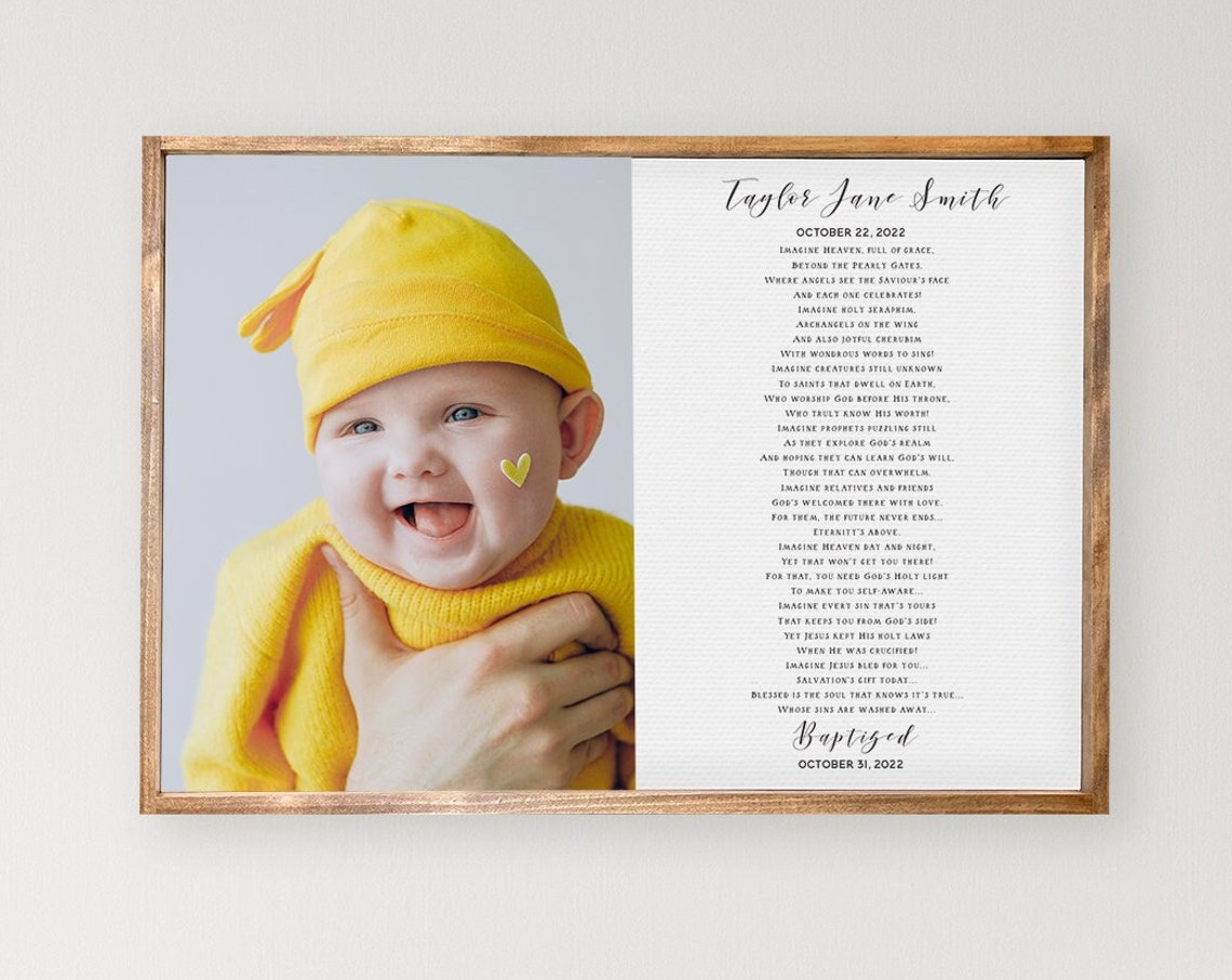 Personalized Baptism Keepsake Photo Poem Christian Gift Poster