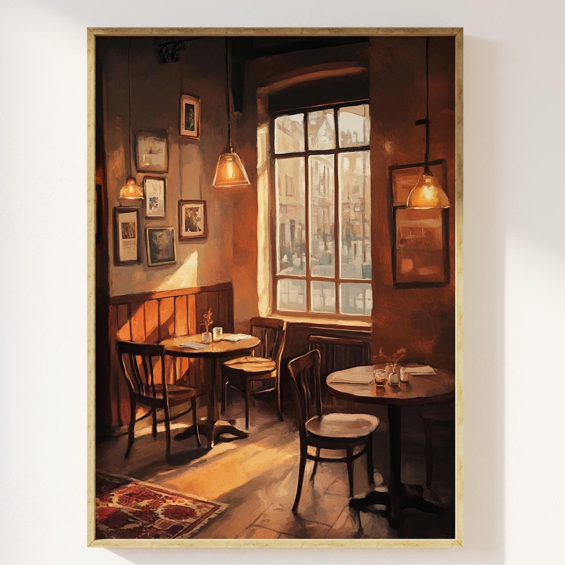 Cosy Coffee Shop Warm Window Light Cafe Interior Vintage Art Poster